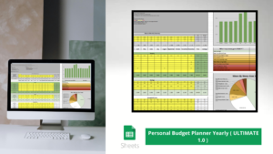 Yearly Budget Planner ULTIMATE 1.0 – Ultimate financial template to track yearly income, expenses, savings, and achieve budgeting goals.